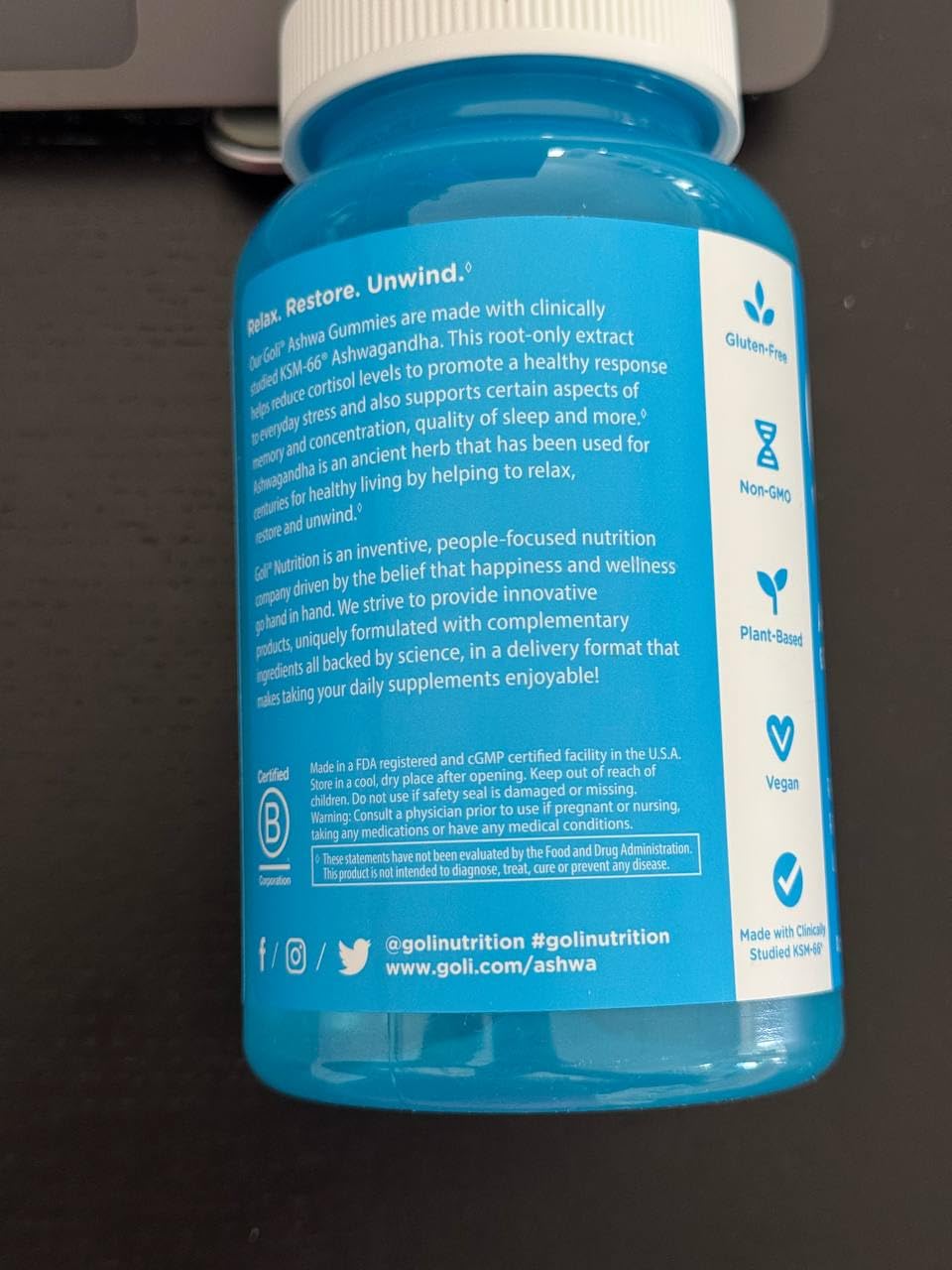 Goli Ashwagandha & Vitamin D Gummy 120 Count - Relax. Restore. Unwind. (Mixed Berry, KSM-66, Vegan, Plant Based, Non-GMO, Gluten-Free & Gelatin Free), Pack of 2