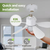 ASALL Socket Fan Light with Remote Control, Portable Small Ceiling Fan with Lights for Bedroom, Kitchen, Living Room, with Dimming Function, 1000 Lumens, Screws into E26/E27, 16.54 Inches Diameter