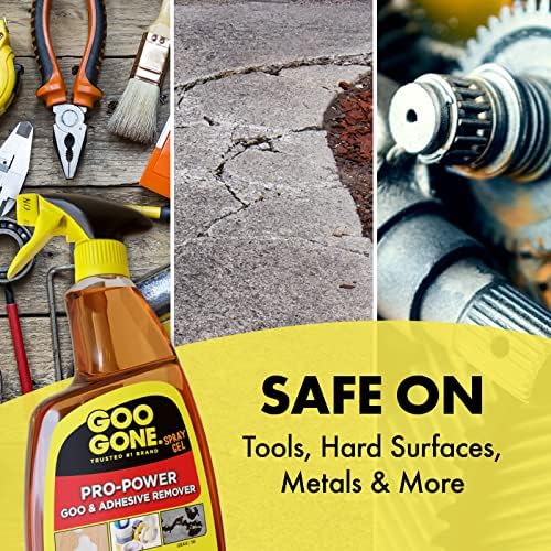 Goo Gone Pro-Power Spray Gel Adhesive Remover - Surface Safe, Great Cleaner, No Harsh Odors, Removes Stickers, Can Be Used On Tools, 24 Ounce, 2 Pack with Scraper Tool