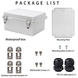 YETLEBOX Outdoor Waterproof Electrical Box Junction Box Weatherproof IP67 ABS Plastic Enclosure Switch Router Project Box Electronics DIY Enclosure With Mounting Plate Wall Bracket Grey 8.6"x6.6"x4.3"