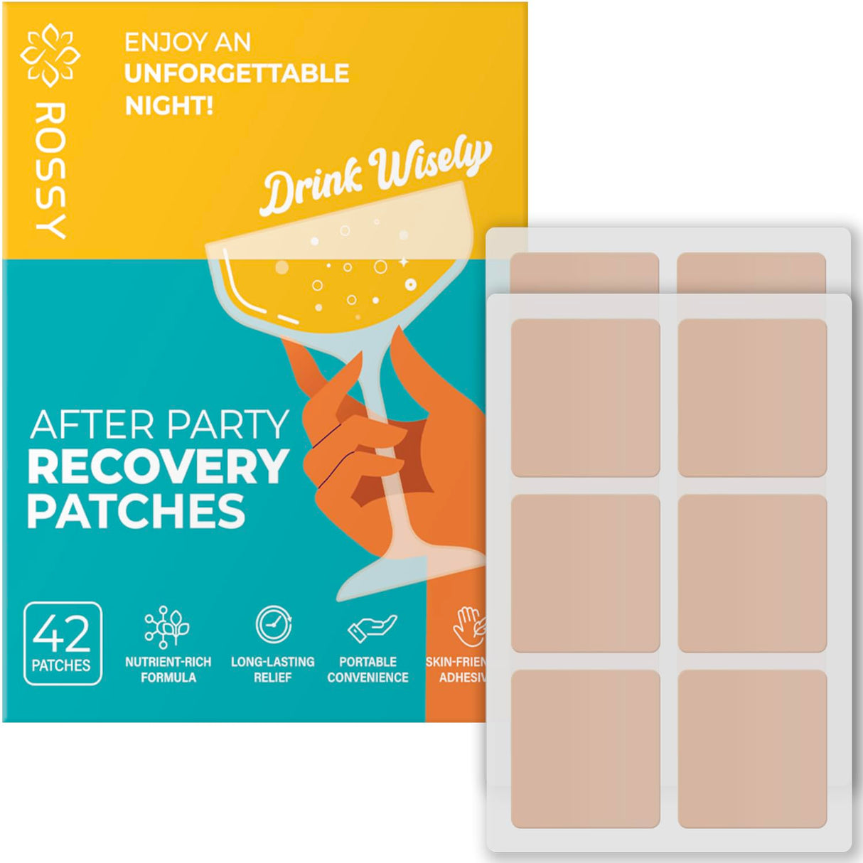 Party Recovery Patch: Fast-Acting Relief for Men and Women with Green Tea, Use Before Drinking, Enjoy No Regret Night and Wake Up Refreshed