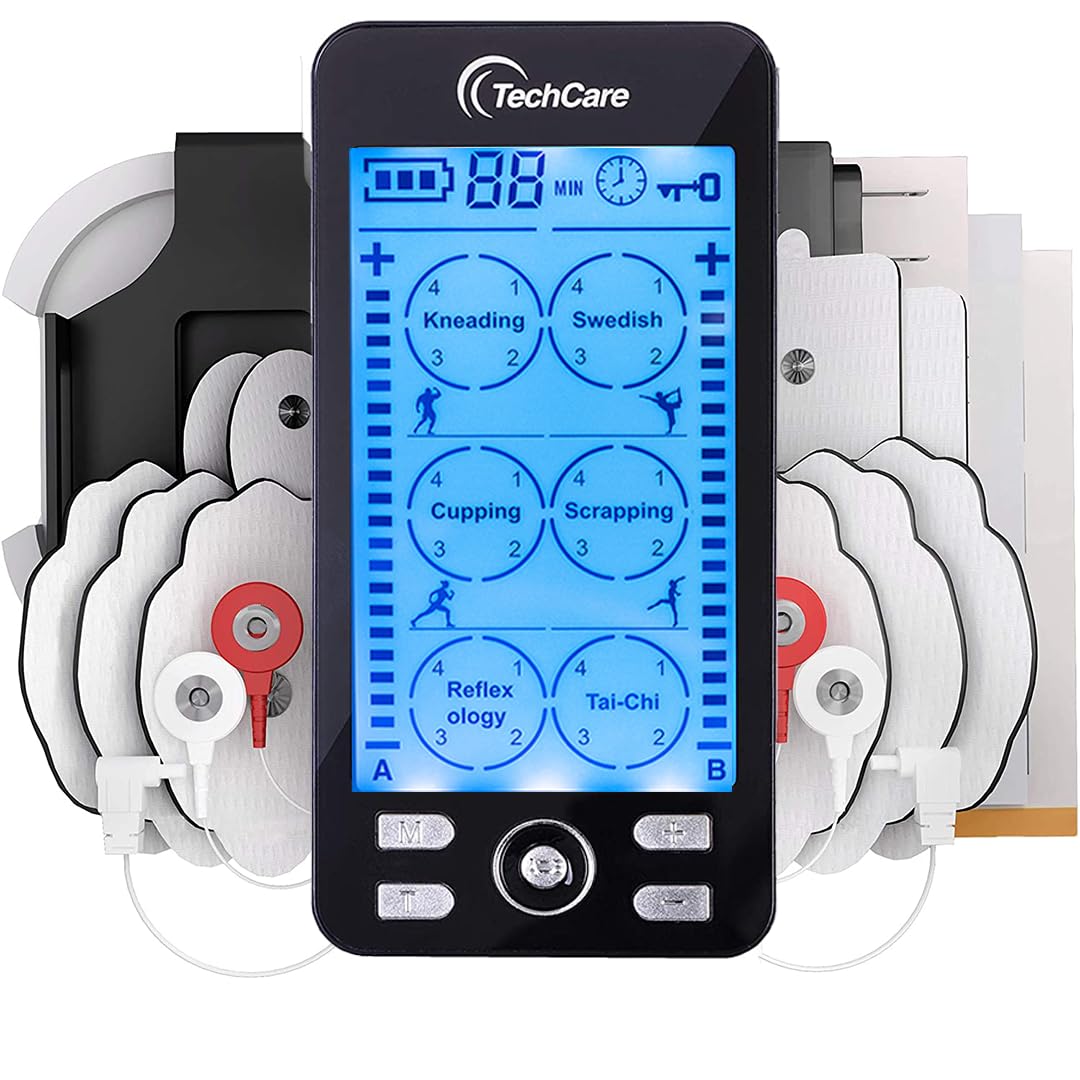 Tens Unit Plus 24 Rechargeable Electronic Pulse Massager Machine Multi Mode Device with All Accessories [New Model]