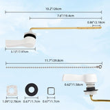 Hibbent Universal Front Mount Metal Toilet Handle Replacement Kit, Brass Toilet Tank Flush Lever with Stainless Steel Adjustable Flapper Chains for Most Toilets, White