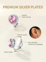FindChic April Diamond Clip On Earrings for Women Silver Birthstone