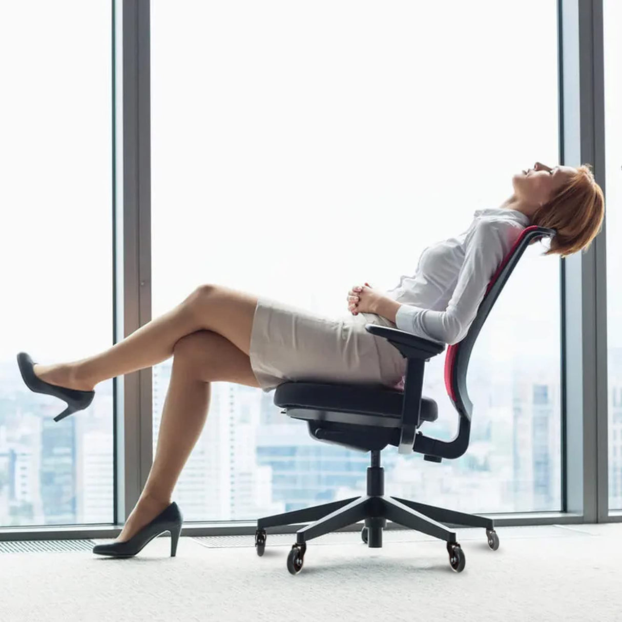 Huracan Office Chair Wheels, Set of 5, Replacement Rubber Chair Caster Wheels for Hardwood Floor, NOT Compatible for IKEA, Computer Desk Chair Wheels, Heavy Duty Office Chair Casters