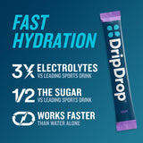 DripDrop Hydration Packets - Juicy Variety Pack - Single Serve Electrolytes Powder Drink Mix - Grape, Fruit Punch, Strawberry Lemonade, Cherry - Non-GMO, Gluten Free, Vegan - 32 Sticks