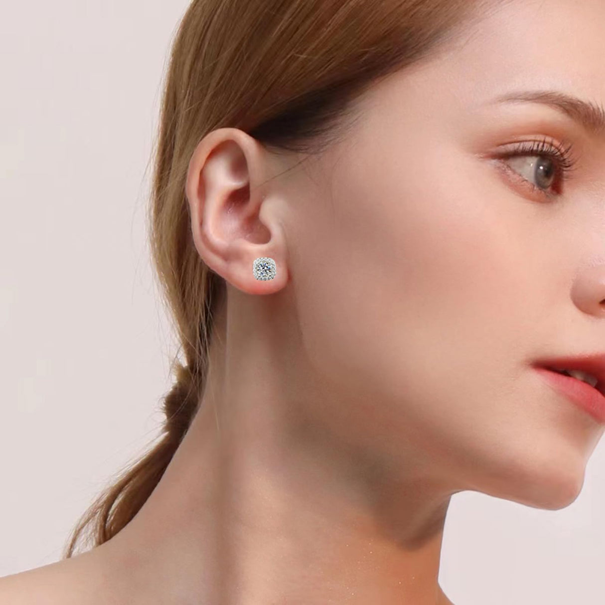 Stud Earrings for Men,18K White Gold Plated Round Square Cubic Zirconia Hypoallergenic Studs Earrings Set for Women (3 Pairs-A+B+C Silver)