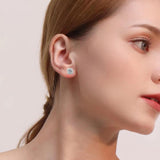Stud Earrings for Men,18K White Gold Plated Round Square Cubic Zirconia Hypoallergenic Studs Earrings Set for Women (3 Pairs-A+B+C Silver)