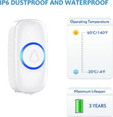 Wireless Doorbell, SECRUI Door bell Over 1000ft Coverage with 2 Plug-In Receivers, 1 Waterproof Push button, 52 Chimes, 110dB loud Sound Colorful LED Flash