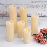 DRomance Flameless Flickering Candles Battery Operated with Remote and Timer, Set of 6 Dripping Wax LED Pillar Candles Halloween Christmas Holiday Indoor Decor(Ivory, 2.2 x 4-9 Inches)