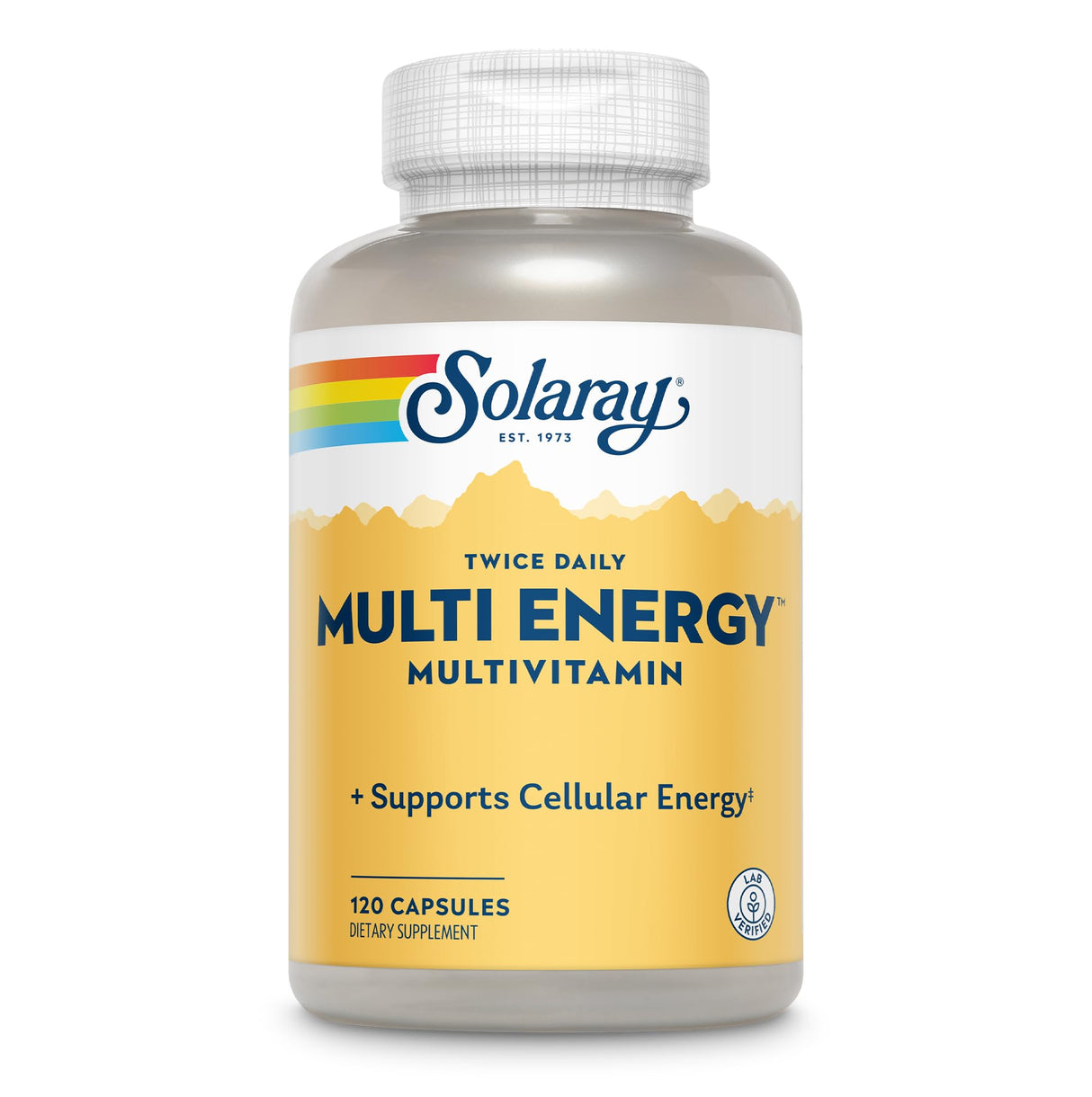 Solaray Twice Daily Multi Energy Multivitamin, Iron Free | Complete Multi for Immune & Energy Support | Non-GMO | 120ct (60 Serv, 120 CT)