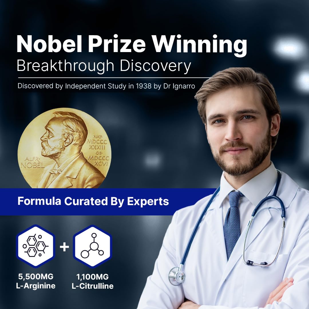 L-Arginine PRO | 5,500mg L-Arginine Plus L-Citrulline 1,100mg Grape Powder Drink Mix Supplement for Increased Nitric Oxide Production