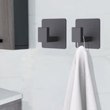 VAEHOLD 4 Pack Adhesive Towel Hooks, Heavy Duty Wall Hooks Aluminum Hooks Stick on Door, Kitchen, Bathroom for Hanging Coat, Hat, Towel, Robe, Clothes (Black)