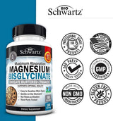 Magnesium Bisglycinate Chelated Supplement - High Absorption Magnesium Glycinate Supplement for Women and Men - Sleep, Muscle, Bone & Joint Support - Non-GMO, Non-Laxative Chelate - 180 Capsules