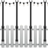 Mutovlin 4 Pack String Light Poles,5 Ft Light Poles for Outside String Lights,Outdoor Lights Pole with Fork,Metal Poles Stand for Patio Deck Backyard