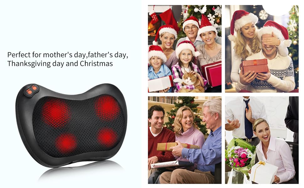 iKristin Back Massager, Shiatsu Neck Massager with Heat, Electric Back Massager for Shoulder, Back, Leg, Deep Tissue Kneading Massage to Relief Muscles, Massage Pillow for Mom/Dad/Women/Men