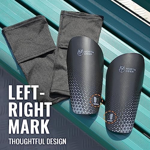 Northdeer Soccer Shin Guards for Kids Adults. Sleeves with Optimized Insert Pocket - Protective Soccer for Boys Girls Men