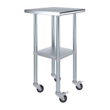 AmGood 20 in. x 20 in. Stainless Steel Work Table with Wheels | Metal Kitchen Food Prep Table | NSF