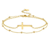KHFGDS 14K Gold Cross Bracelet for Women Gold Bead Chain for Women