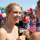 Tasunom American Flag Dangle Earrings for Women, Patriotic 4th of July Earrings, 14K Gold Plated CZ Crystal USA Flag Drop Earrings with S925 Post