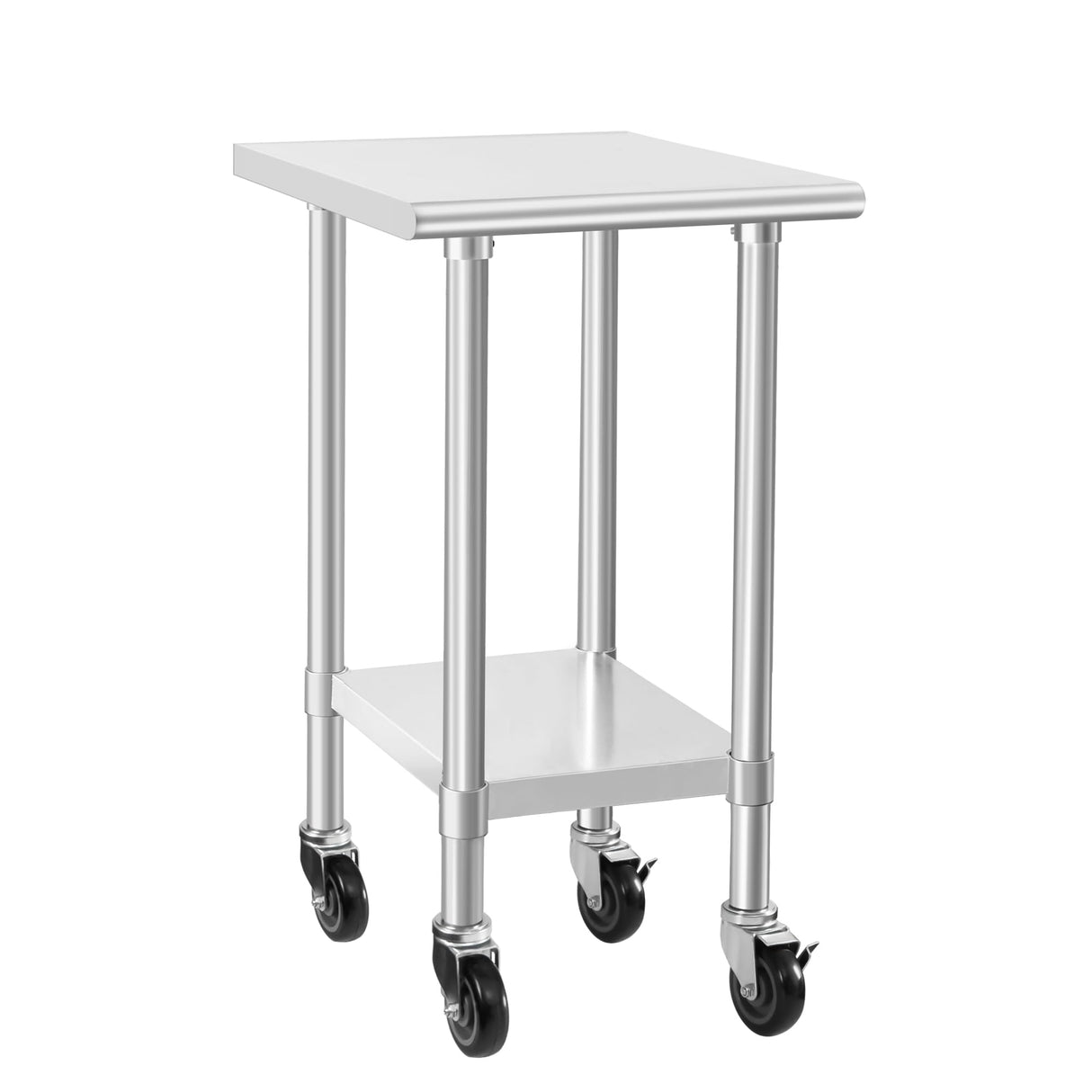HARDURA Stainless Steel Commercial Table Prep & Work Table with Casters Heavy Duty Metal Table with Wheels NSF 430 24×24 Inches