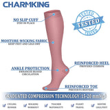 CHARMKING Compression Socks for Women & Men (8 Pairs) 15-20 mmHg Graduated Copper Support Socks are Best for Pregnant, Nurses - Boost Performance, Circulation, Knee High & Wide Calf (L/XL, Multi 43)