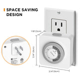 G-Homa Timer Outlet Electric Indoor with 2 Grounded Outlet,Plug-in 24-Hour Mechanical Timers,Daily On/Off Cycle,Energy Saving for Lamps, Seasonal, Christmas Lights and Holiday Decorations (2 Pack)