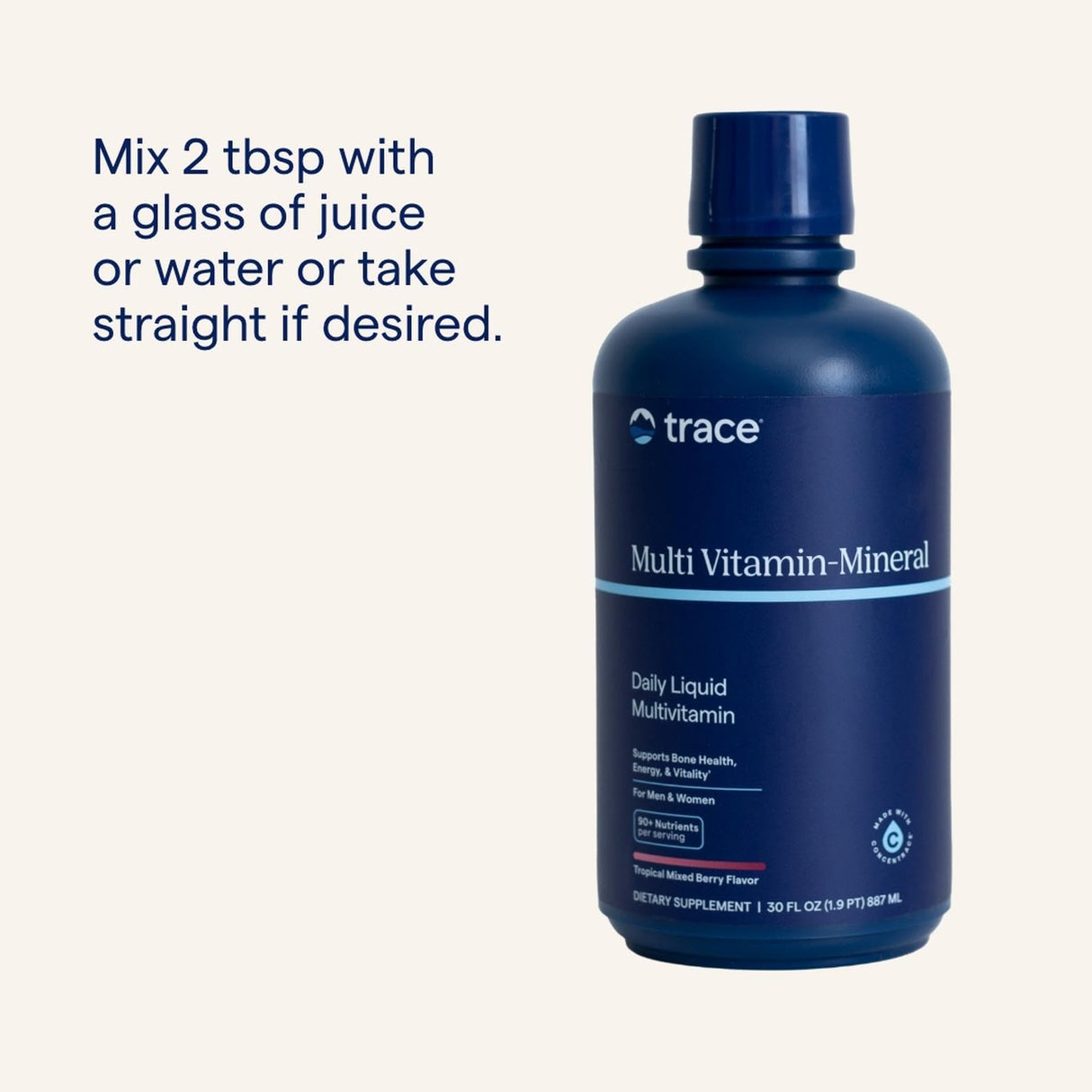 Trace Minerals Liquid Multi Vitamin-Mineral - Aid Body Mineral Health - Vitamin & Mineral Liquid Supplement - Supports Healthy Bones & Muscles - Natural Berry, 30 fl oz (30 Servings)