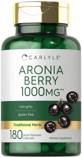 Carlyle Aronia Berry Capsules 1000mg | 180 Pills | Chokeberry Extract | Non-GMO & Gluten Free Supplement