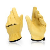 FEISHDEK Kids Leather Gardening Gloves, Toddler Work Gloves, Perfect for Children Gardening for Kids Age 2-12 (Yellow - 1 Pairs, X-Large (8-12 Years Old))