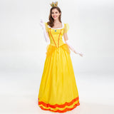 Halloween Costumes for Women: Princess Cosplay Costume for Women Yellow Princess Dress with Crown Role Play Adult Clothes Set Birthday Carnival Party Fancy Dress Up Christmas Outfits Yellow Medium