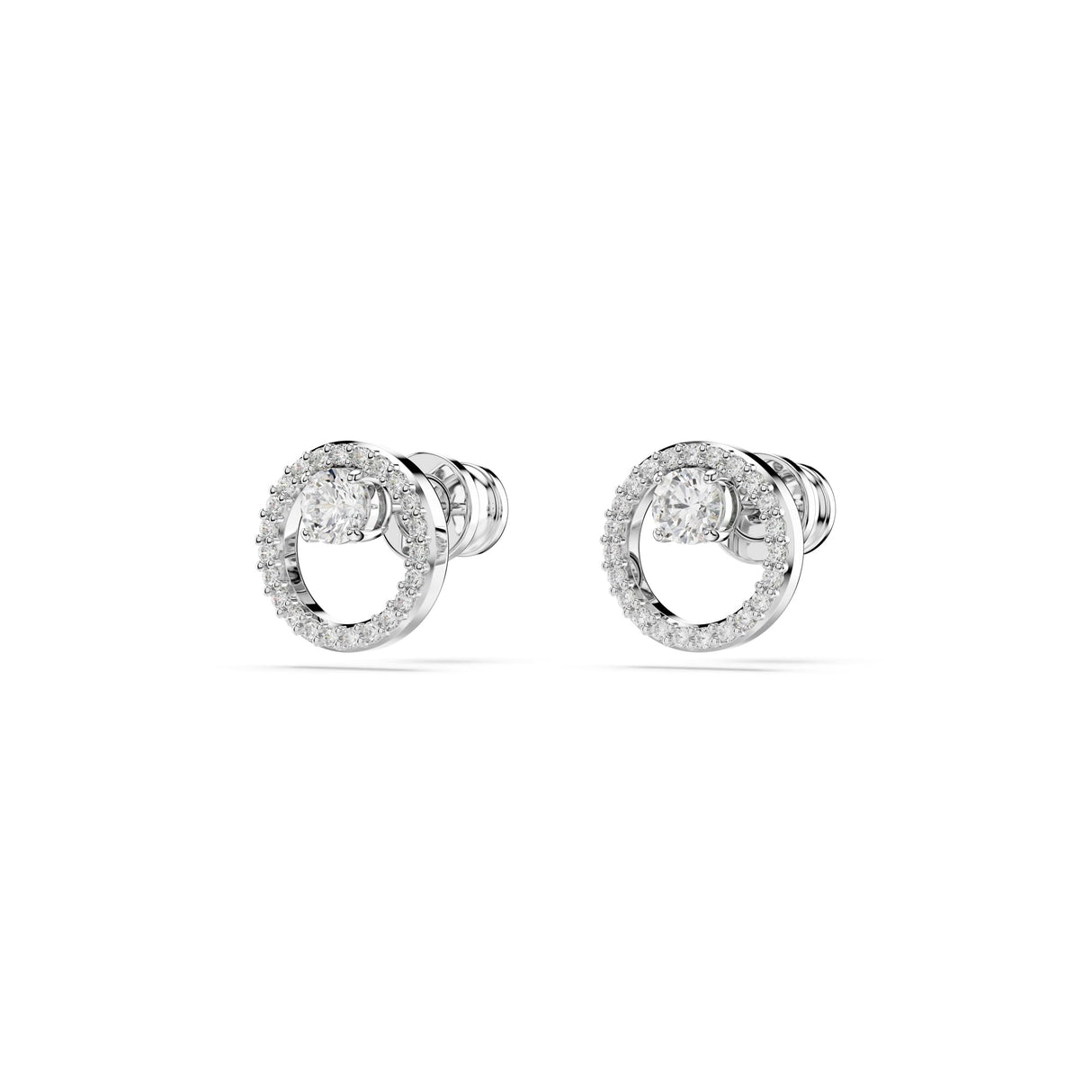Swarovski Constella Stud Earrings, Round Cut, Clear, Rhodium Finished