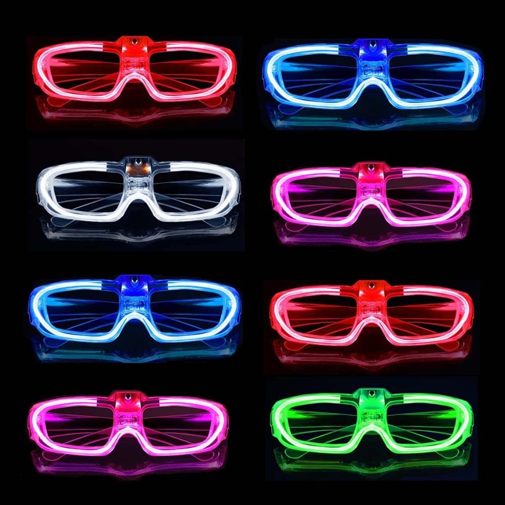 25 Packs LED Glasses Mardi Gras Party Supplies ,5 Neon Colors,3 Light Modes Light up Glow Sticks Glasses Toys Party Supplies for kids Adults Fit Halloween Christmas New Year Eve Graduations