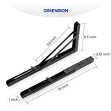 Ravinte 2 Pack 16 Inch Folding Shelf Brackets – Matte Black, Heavy Duty Collapsible Brackets for Tables and Benches – Space-Saving Design