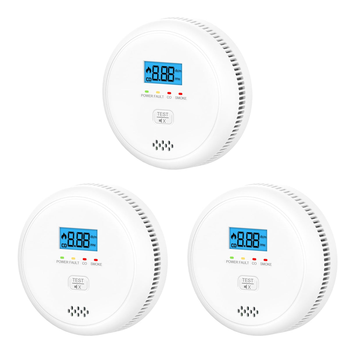 SHYEEH 2 in 1 Smoke and Carbon Monoxide Detectors, Battery-Operated (Battery not Included) Smoke Detector and CO Detector with 10-Year Sensor, Sound Warning and LCD Display for Home and Travel.