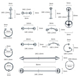 Xpircn 150PCS Mixed Piercing Stainless Steel Nose Horseshoe Lip Tongue Eyebrow Tragus Septum Clicker Body Piercing Navel Belly Ring Nipple Industrial Barbells 14G 16G 20G