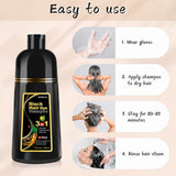 Bablabear Black Hair Dye Shampoo for Gray Hair,Hair Color Shampoo for Women and Men, Grey Coverage.