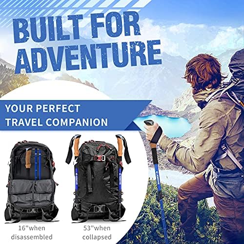 Aihoye Trekking and Walking Poles - 2 Pack Adjustable Collapsible Lightweight Sticks - Strong Aluminum7075, Quick Flip-Lock Mechanism and Comfortable Cork Grips