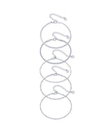 PAVOI Rhodium Plated Chain Bracelet Pack for Women | Jewelry Set of 5 Stackable Bracelets Paperclip Snake Rope Figaro Station Beaded Chains