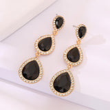 Black Earrings for Women, Vintage Rhinestone Teardrop Statement Earrings