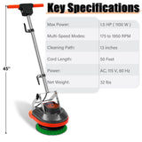 HHQ Commercial Floor Scrubber Machine, Heavy Duty Orbital Floor Cleaner, Multi-Functional Floor Buffer Polisher Machine- Deep Cleaning Tile and Grout, Hardwood Floors and Carpets with Ease, Orb-5
