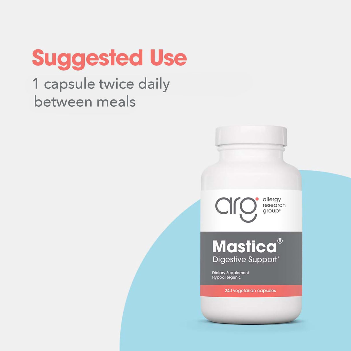 Allergy Research Group Mastica - Mastic Gum Capsules, Digestive Health Supplement for Adults, Mastic Resin Powder Capsules for Gut Health Support - 240 Count