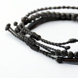 Mezcla Vida Handmade Natural Stone Beaded Healing Bracelet Gift for Men Adjustable Rope String Bracelet (Lava Rock, Adjustable)