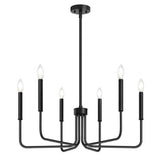 Black Chandelier, 6-Light Farmhouse Chandelier for Dining Room Lighting Fixtures Hanging, Dining Light Fixtures Industrial Modern Chandelier for Bedroom, Foyer, Hall, Kitchen, Living Room and Entryway