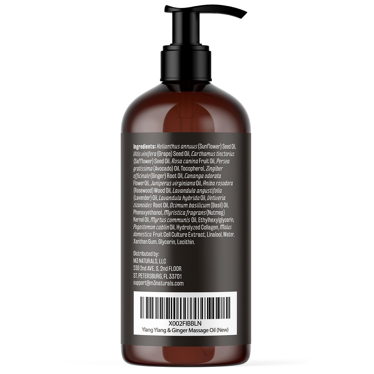 Ylang Ylang + Ginger Lymphatic Drainage Massage Oil – with Collagen & Stem Cells for Circulation, Detox & Cellulite Removal – Body Oil for Muscle Relief, Skin Firming & Relaxation – 8oz by M3 Naturals