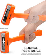 NEIKO 02848A 3 LB Dead Blow Hammer, Neon Orange | Unibody Molded | Checkered Grip | Spark and Rebound Resistant
