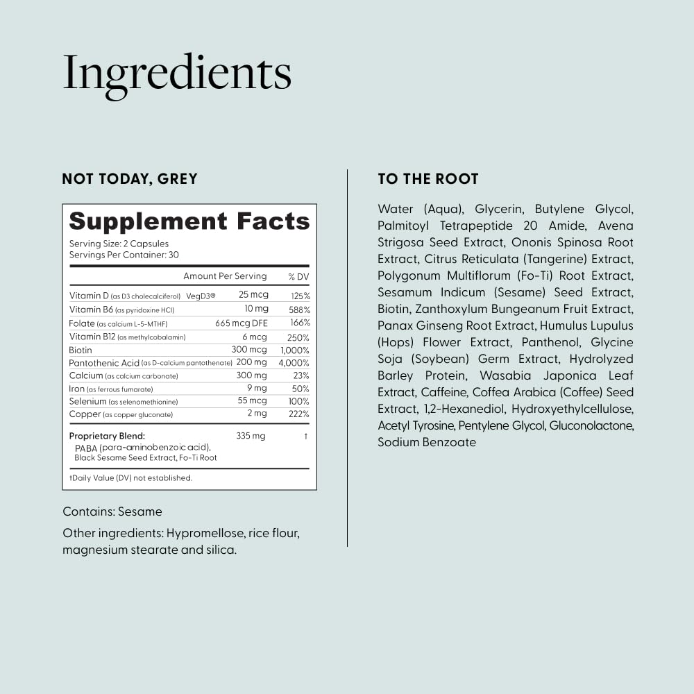 Arey The System Hair Serum and Supplements | Slows Grey Hair Growth, Promotes Healthier Hair & Repigments with Mela-9™ Complex, Antioxidants & Vitamins | Vegan, Oil-Free, Scent-Free (1 Month Supply)