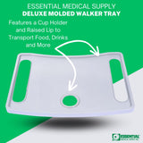 Essential Medical Supply Molded Walker Tray with Cup Holder - Perfect for Mobility and Transport, Fits Most Walkers and Provides Convenient Tray for Almost Any Folding Walker