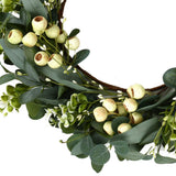 JINGHONG Eucalyptus Wreaths for Front Door 20 Inch Green Home Decor for Wall Porch Window Spring Summer Wreath with Big Berries for All Seasons Winter Christmas