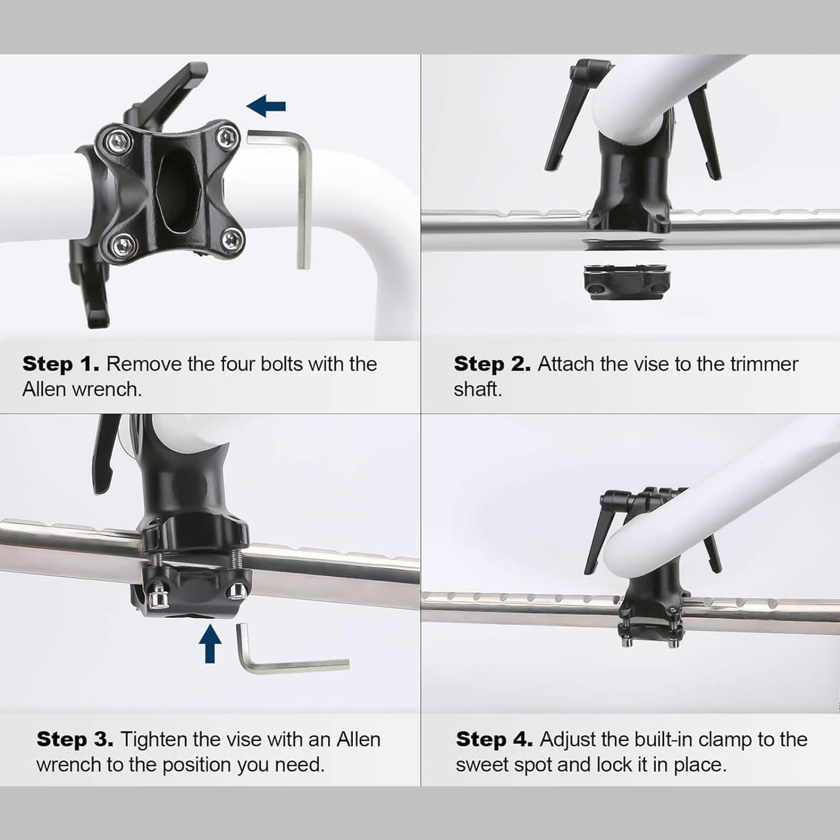 Yeoman Handle, Yeoman Weedeater Handle Extension with Bracket Clamp, Ergonomic Trimmer Grip for Lawn Care, Landscaping, Yard Trimming (Silver)
